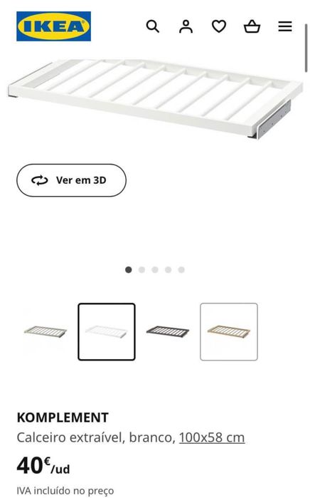 Komplement Ikea - Calceiro extraivel (Novo)