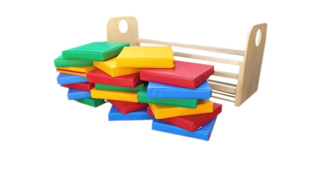 Zestaw poduszek piankowych dla dzieci + stelaż do przechowywania