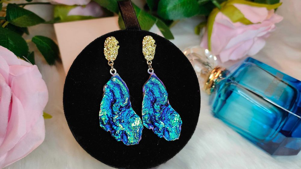 Nowe złote kolczyki. Kolczyki kameleon. Unikat. Kolczyki Glamour