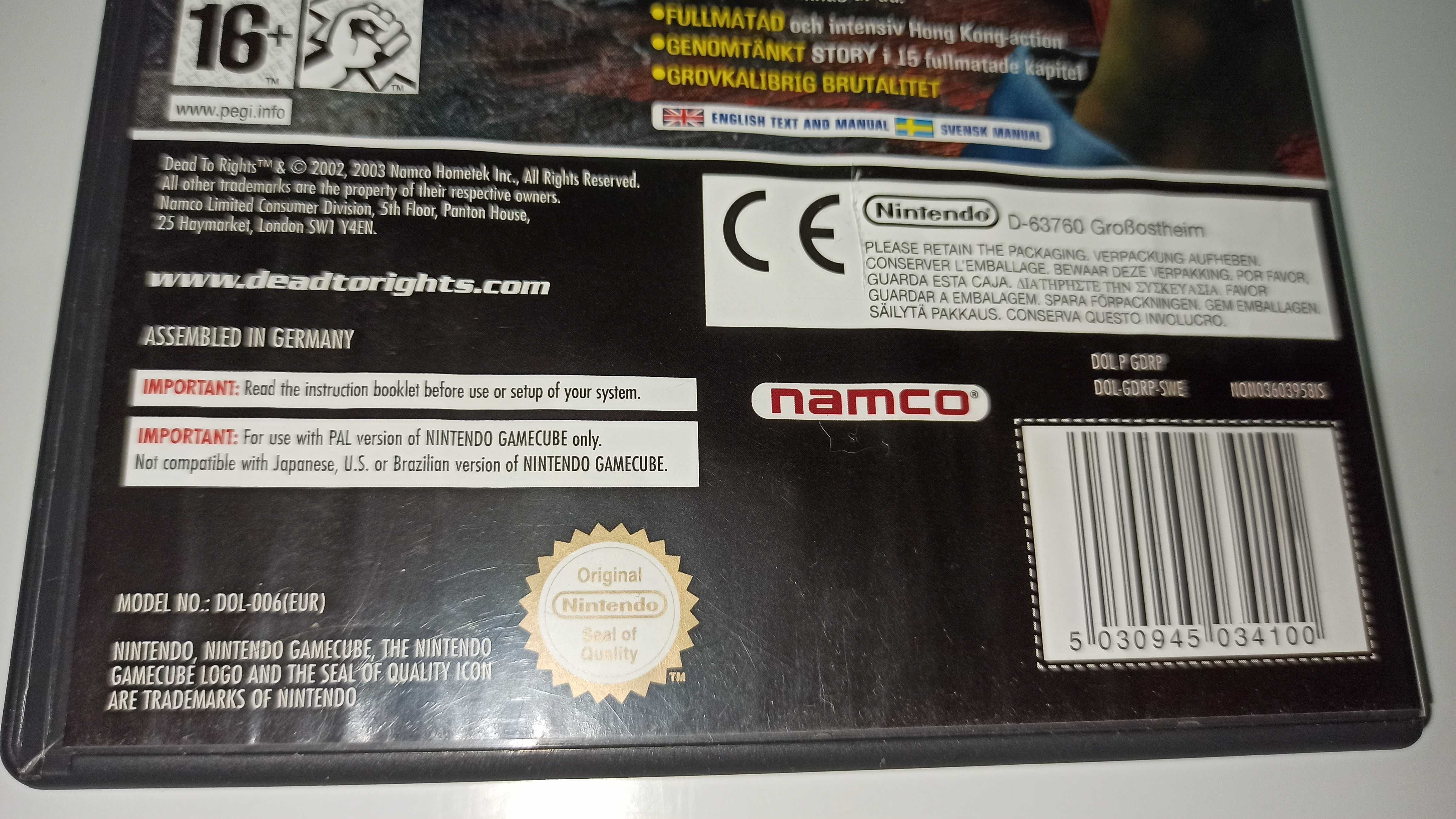 nintendo gamecube DEAD TO RIGHTS hit od NAMCO wersja PAL unikat