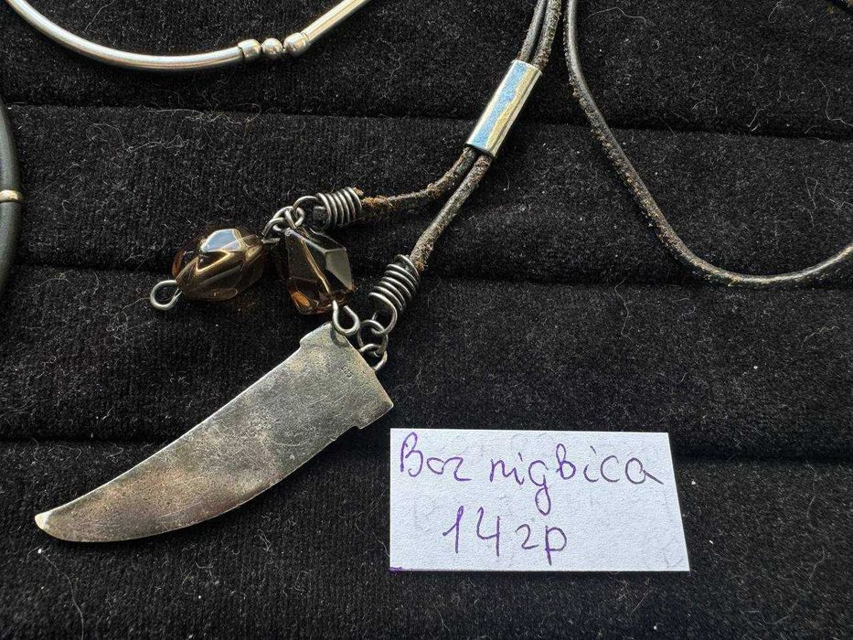 Кольє чокер кулони на шнурках - срібло