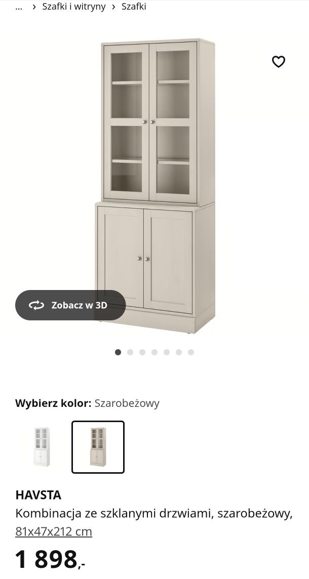 Szafka z witryną Ikea Havsta jak nowa drewniana