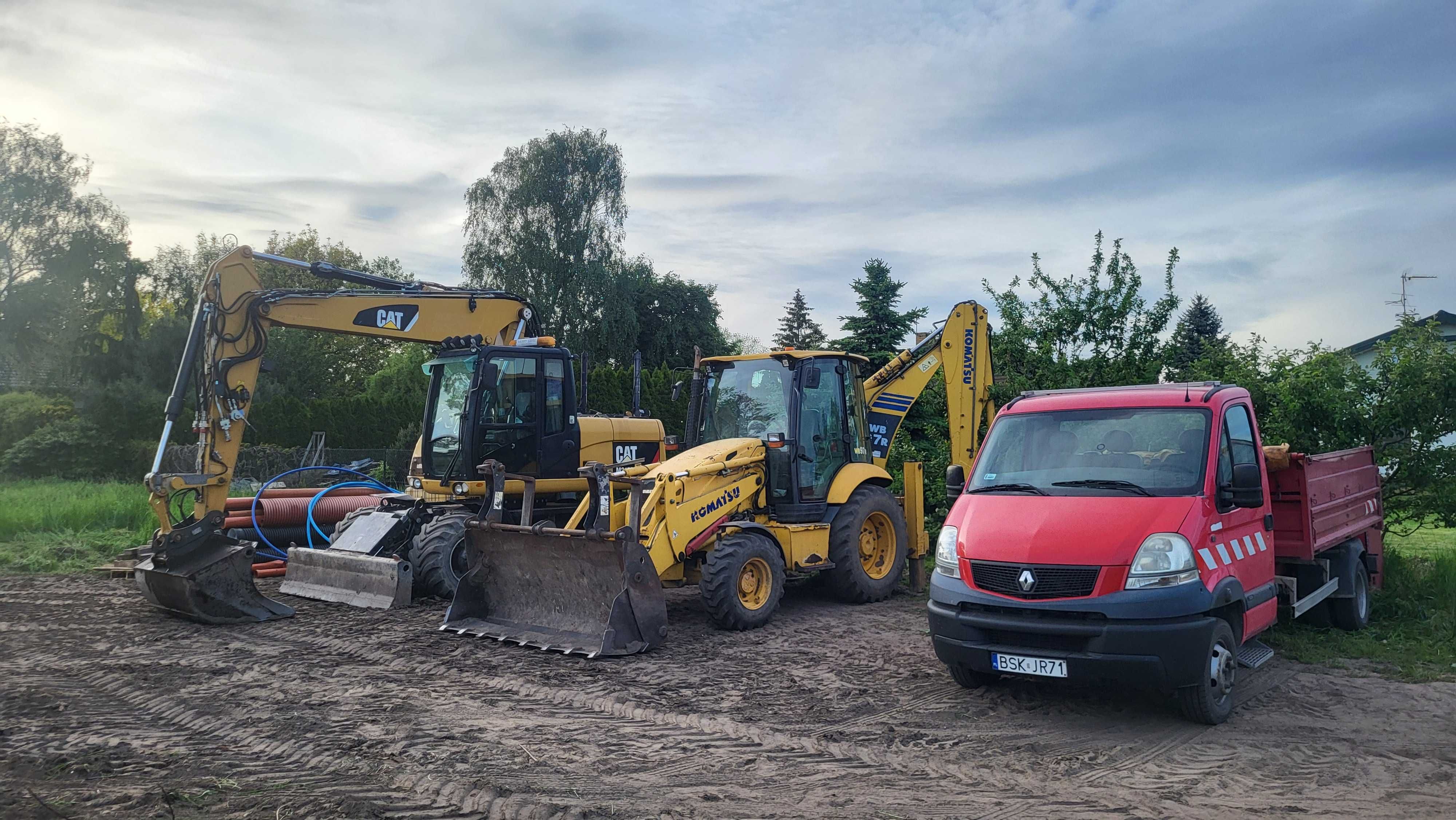 Usługi koparką, koparko-ładowarką,prace ziemne,transport ziemi piasek