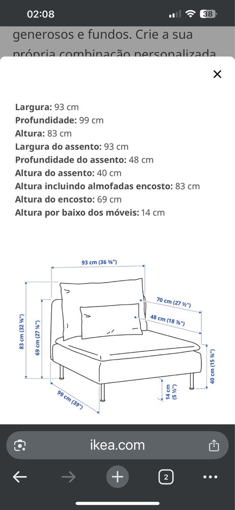 Sofá 1 a 2 lugares IKEA como novo