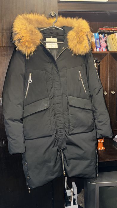 Пуховик зимовий, чорний (L)
