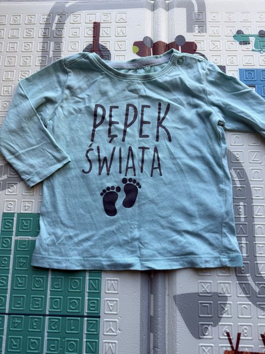 Niebieska bluzka z długim rękawem 74 cm