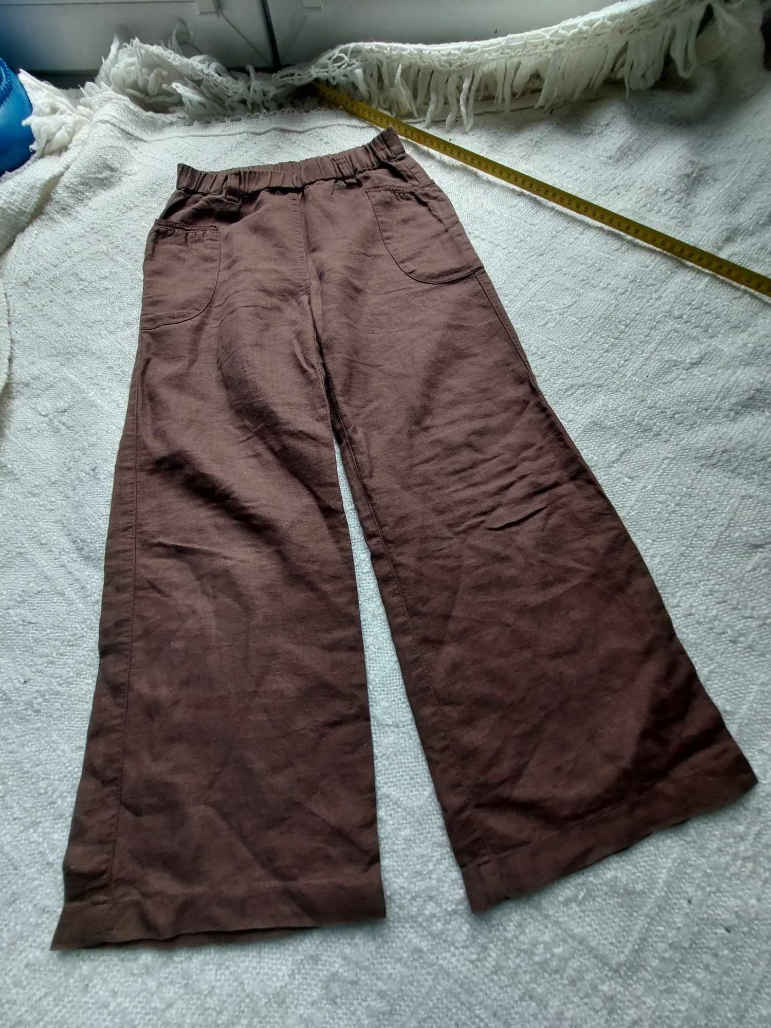 Spodnie lniane,  len 122 brązowe h&m