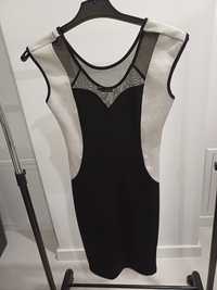 Sukienka czarna mini S tiul przezroczyste plecy