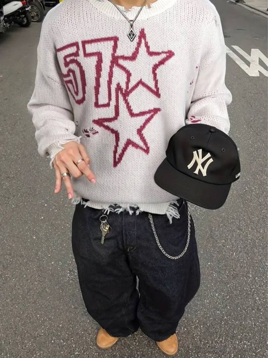 Светр світлий Y2K,унісекс,розмір М