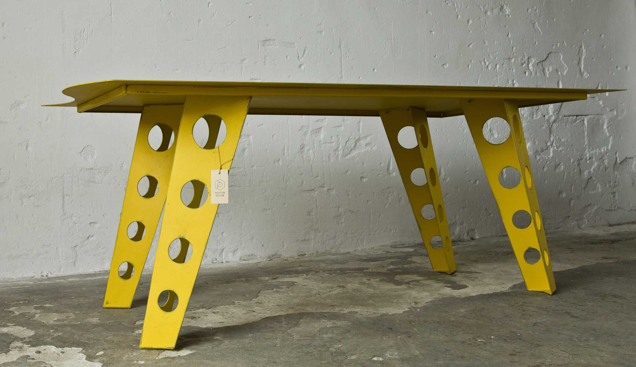 Metalowy stół vintage industrialny loft biurko żółte metal