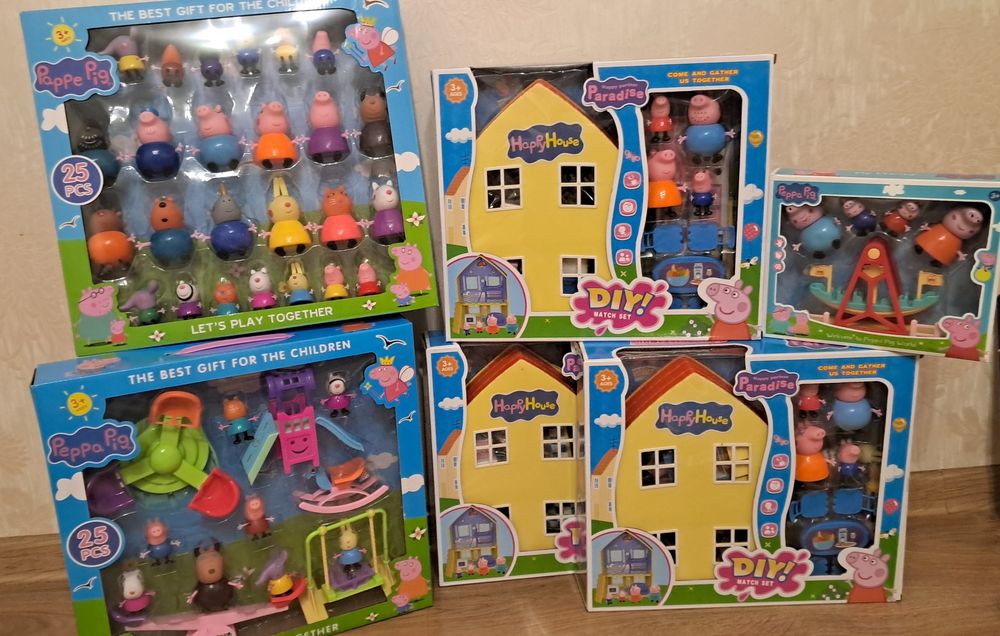 Герої свинка пеппа, домик, школа, машинка пеппи, мебель, пепа свинка