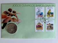 Filatelia ' FDC Moeda Jogos Olímpicos Barcelona 1992