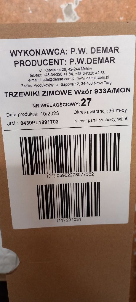Buty zimowe wz.933A/MON rozmiar.42
