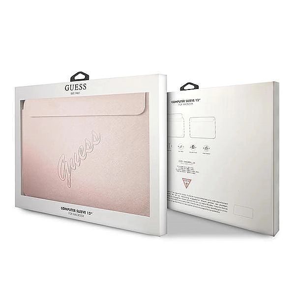 Pokrowiec Guess Saffiano Script na laptopa 13'' - różowy
