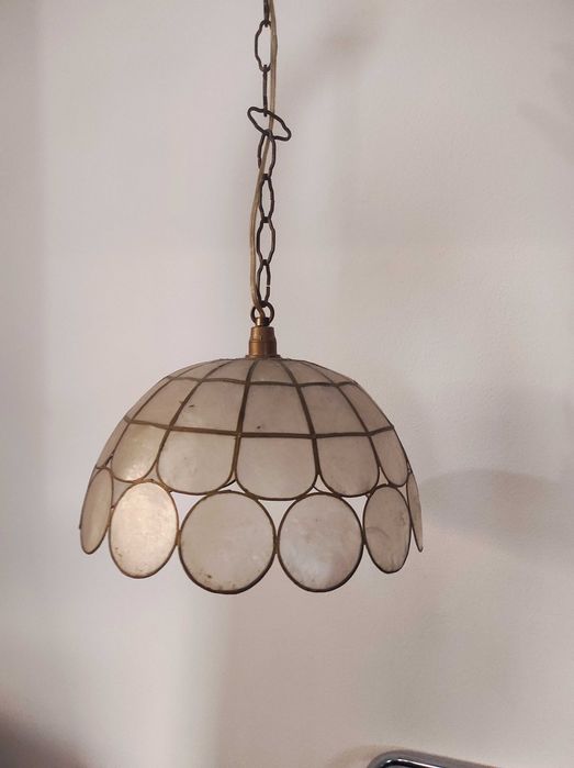 Candeeiro Vintage em Concha Capiz – Art Déco / Mid-Century