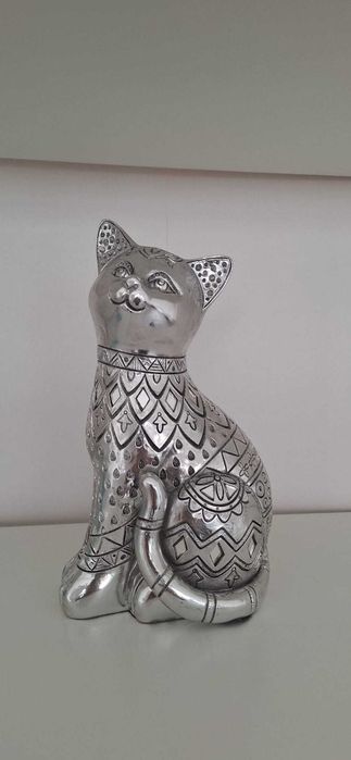 Gato decorativo cor prata