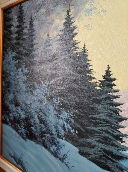 Картина маслом на холсте "Зима"-50х100