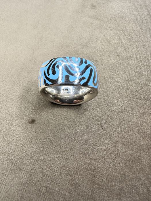 Anel em prata e esmalte azul