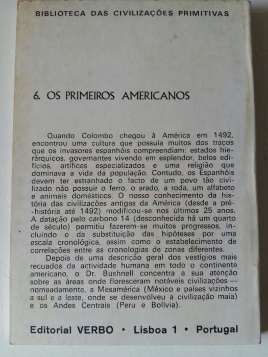 Os Primeiros Americanos G.H.S. Bushnell Biblioteca Civilizações Primit