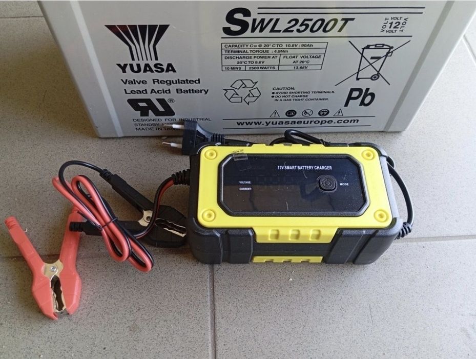 Akumulator AGM Yuasa + ładowarka łódka ponton kamper łódka kemping