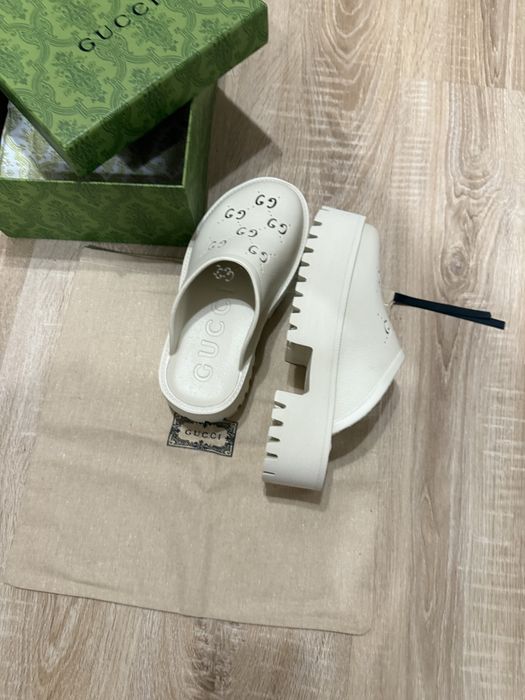Klapki Gucci Sandały Chodaki Platforma Platform GG