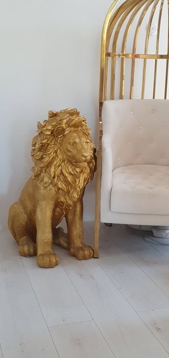Piękna Duża Złota Figura Lew Nowa