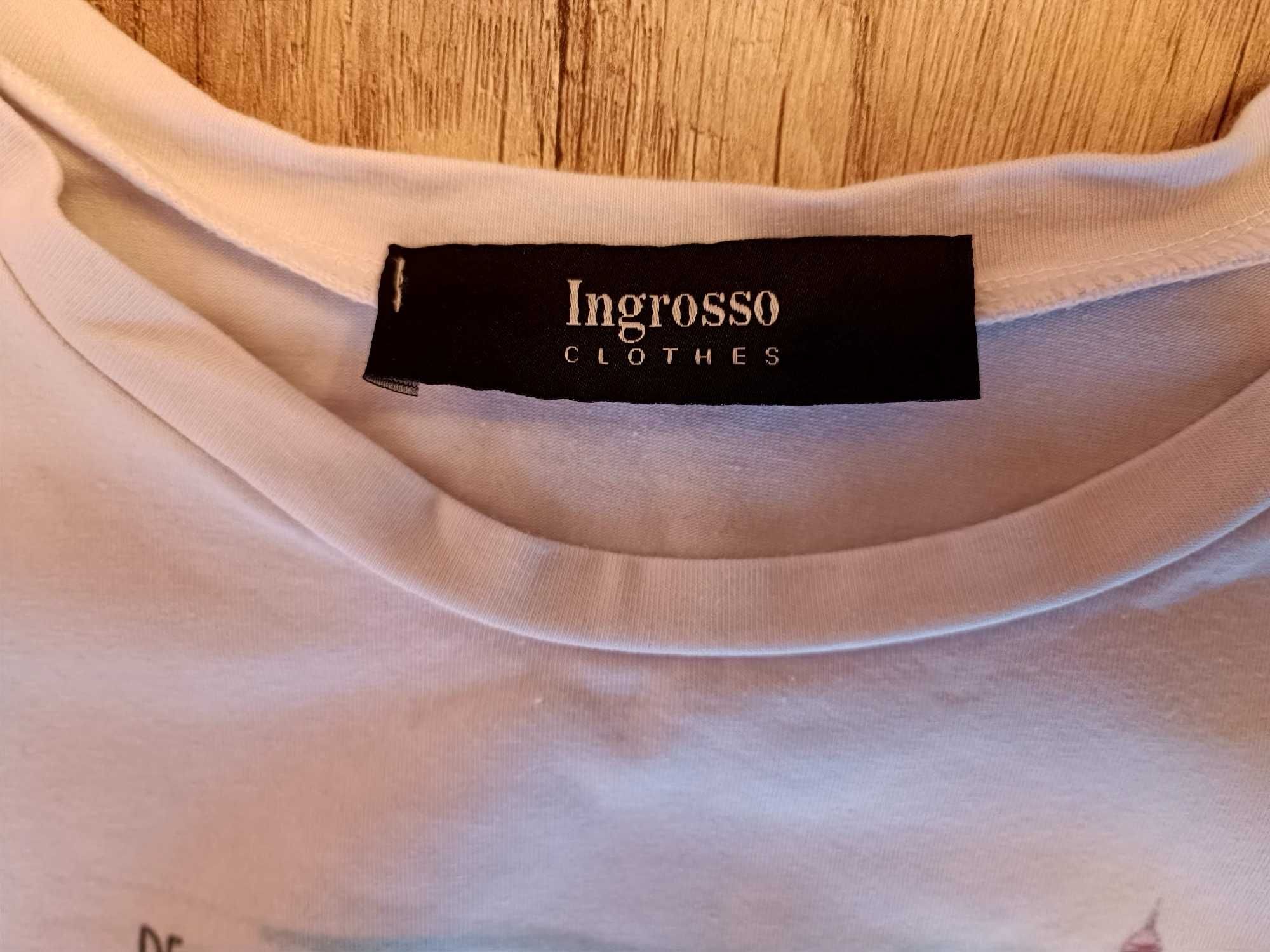 Ingrosso Modna bluzka biała z nadrukiem Paryż, S