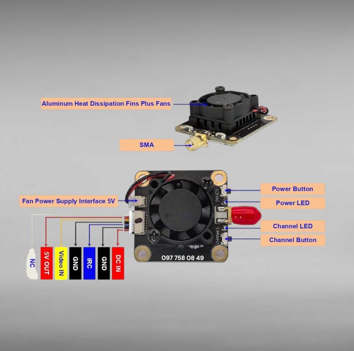 Відеопередавач Readytosky 1.7G 6W передавач vtx 1.7 1.9 під vrx 1.7