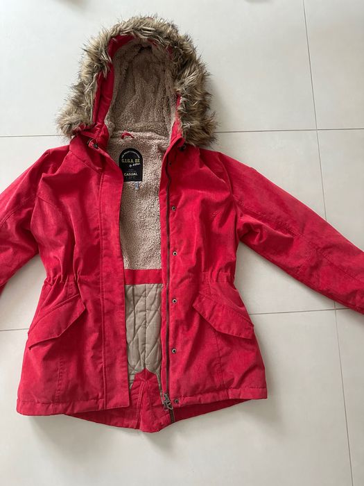 Killtec Giga Dx r. 38 kurtka zimowa mis futerko kaptur sztruk czerwona