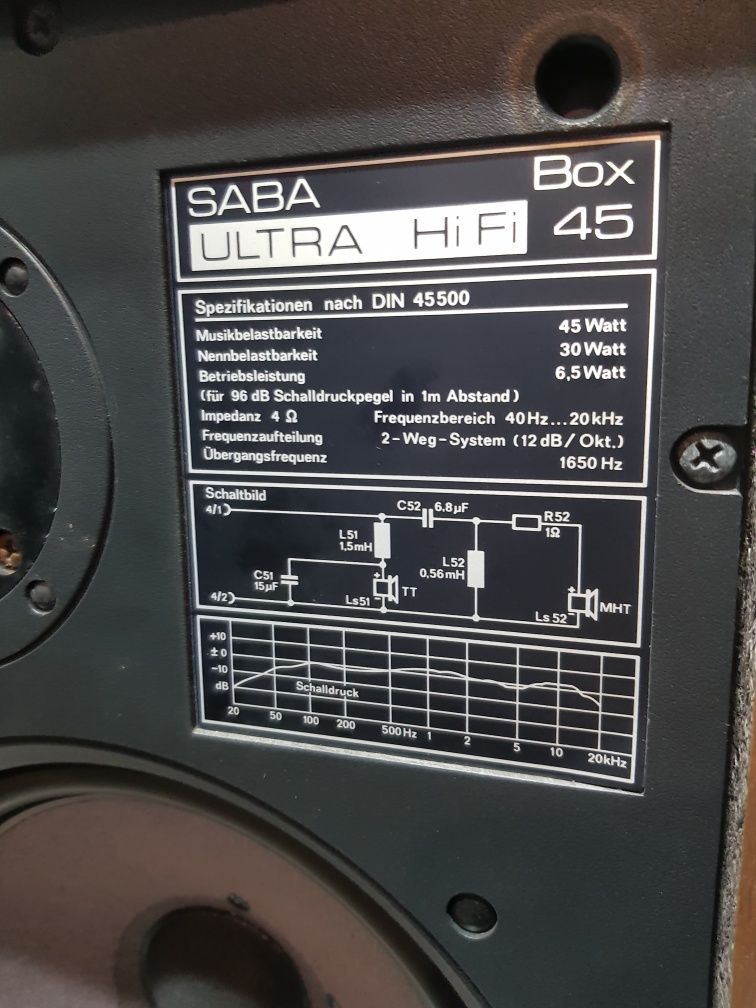Акустика SABA Ultra Hi-Fi Box 45, потужність 45 Вт, б/у з Німеччини