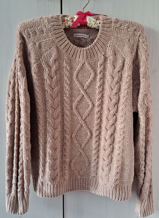 Sweter, Reserved, 164, beżowo-różowy, szenila, wyprzedaż szafy