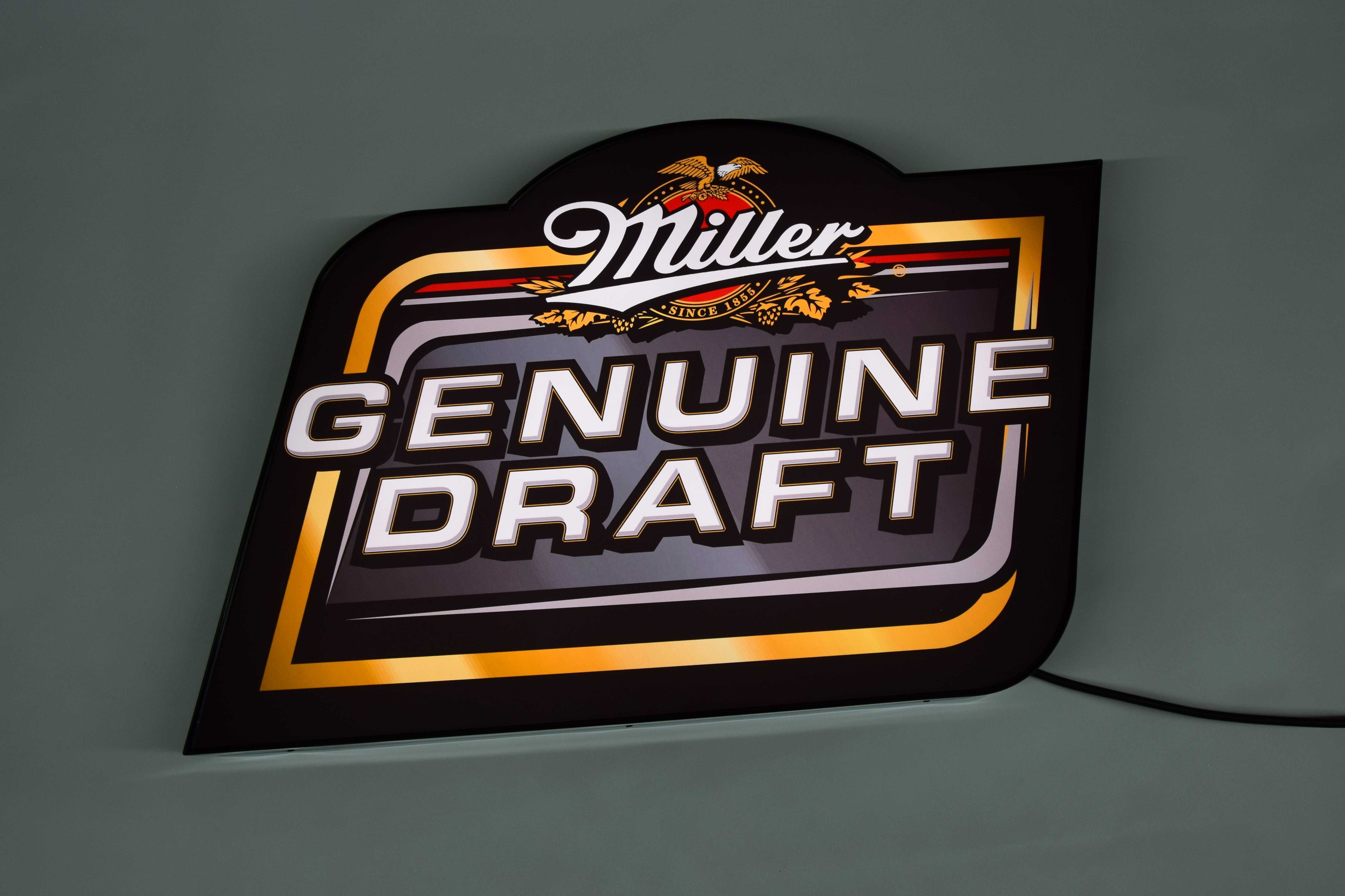 Reklama LED do baru MILLER Genuine Draft, Logo 3D, Szyld, PRODUCENT