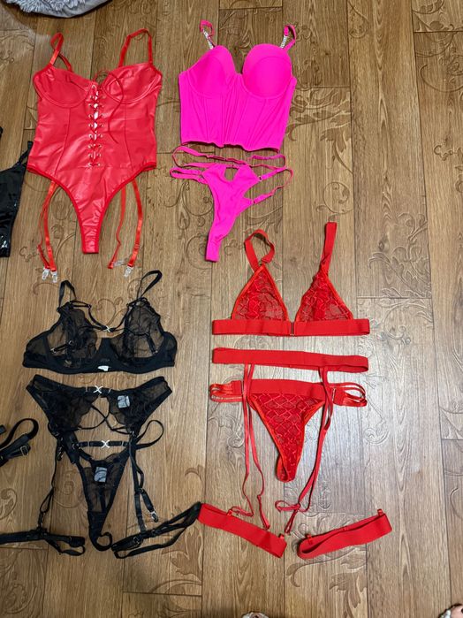 Еротична білизна белье комплект ліф труси гартери пояс латекс М та Л