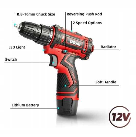 Okazja Nowa Bezprzewodowa Silna wiertarka/wkrętarka 12 Volt.