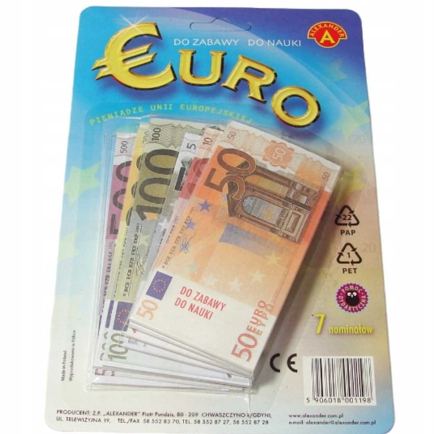Pieniądze Zabawkowe EURO BANKNOTY Euro