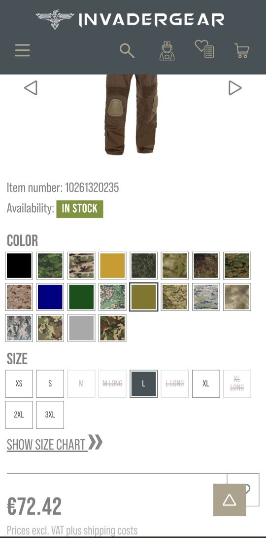 Бойові штани INVADERGEAR Predator Combat Pant р.L Ranger Green