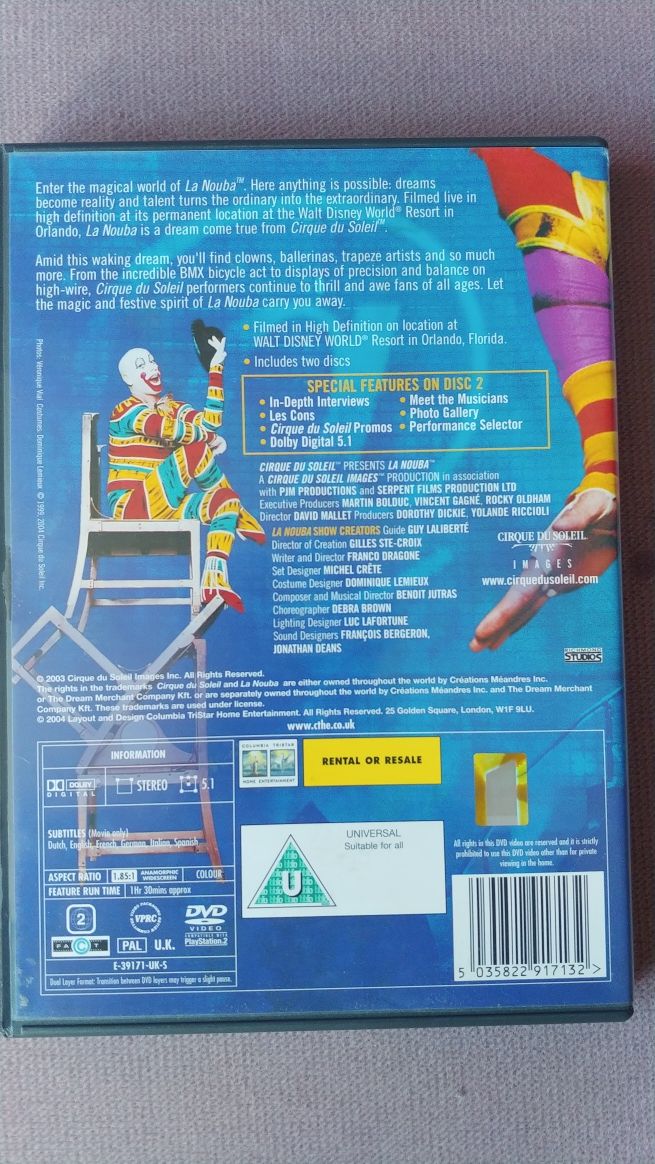 Cirque du soleil LA NOUBA spektakl DVD