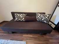 Kanapa/Sofa rozkładana z pojemnikiem na pościel czekoladowa 150x200 cm