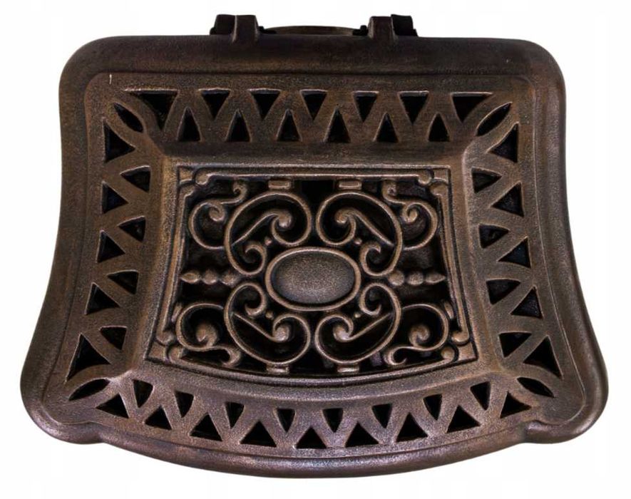 Stylowy PIEC ŻELIWNY wolnostojący KOMINEK 9 kW INGRID ZŁOTY 2 ściany