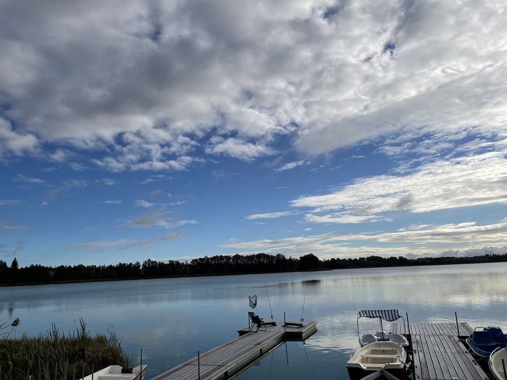 dom letniskowy, Kłębowo, pomost, łódka, Warmia i Mazury, jezioro