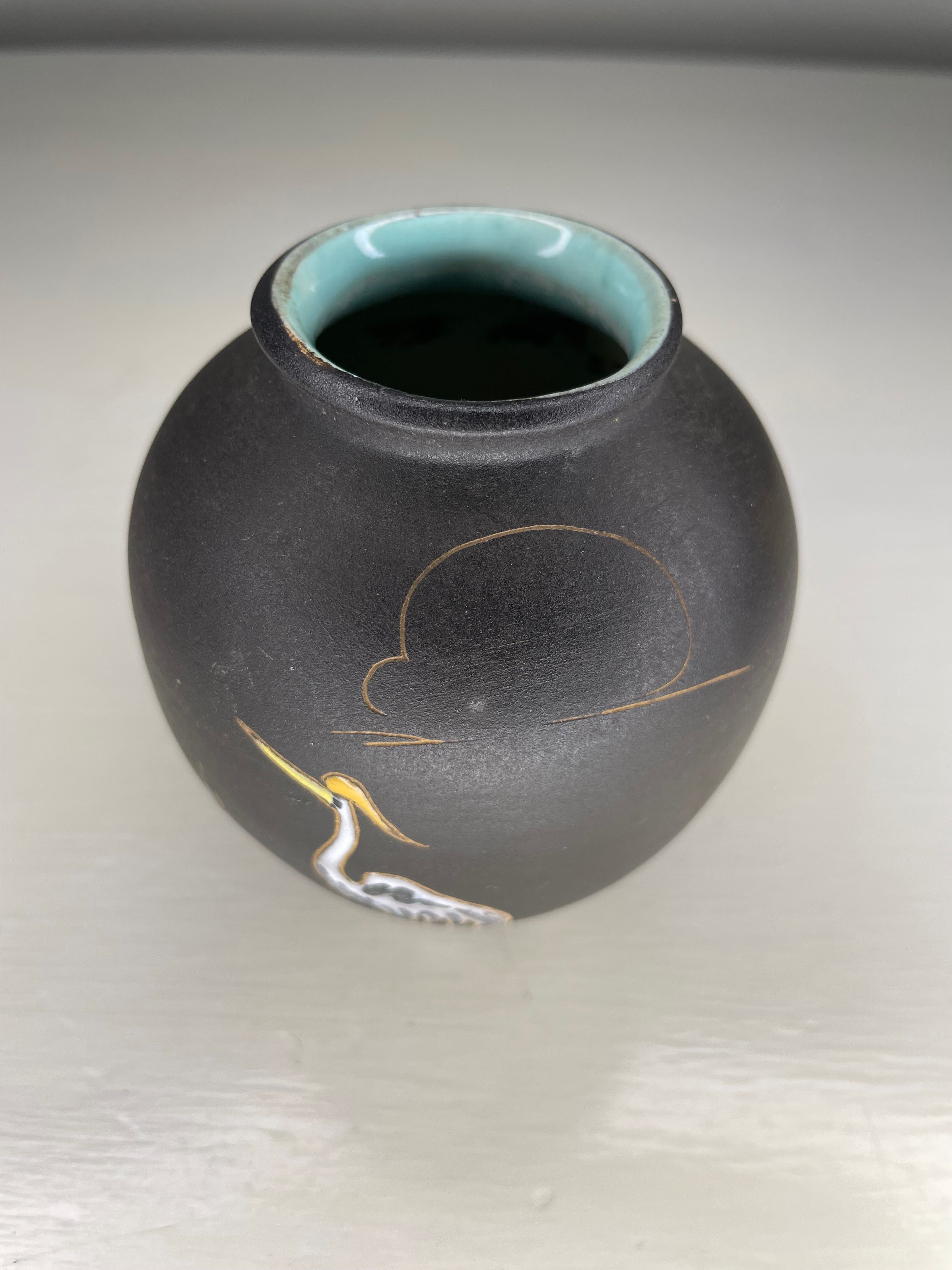 Ceramiczny wazon Ruscha, ptak. Stara ceramika retro vintage