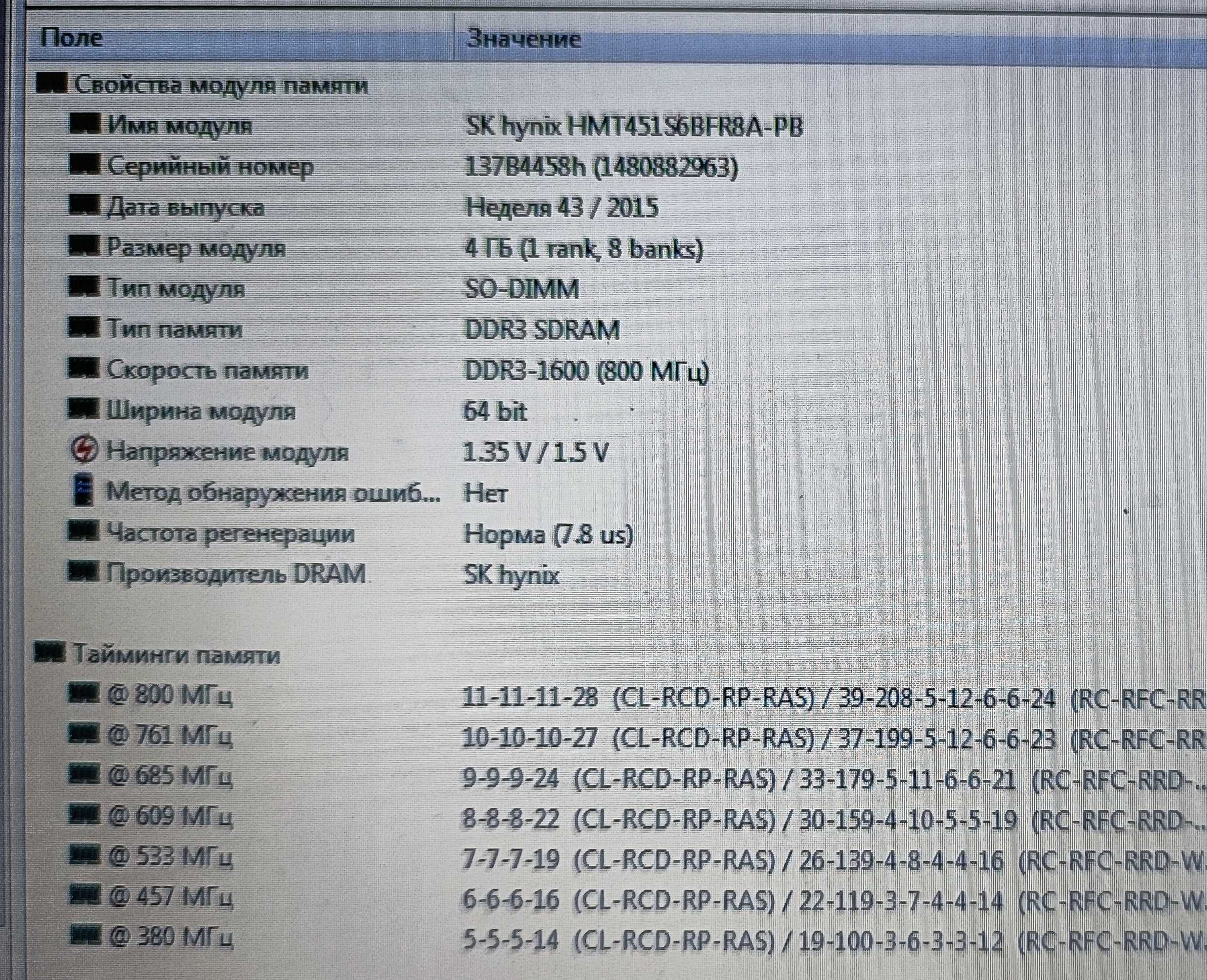 Hynix 4 Gb so-dimm ddr3 1600 MHz (HMT451S6BFR8A-PB) для ноутбука
