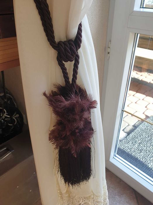 Sznur brąz pióra chwost do podpięcia zasłon