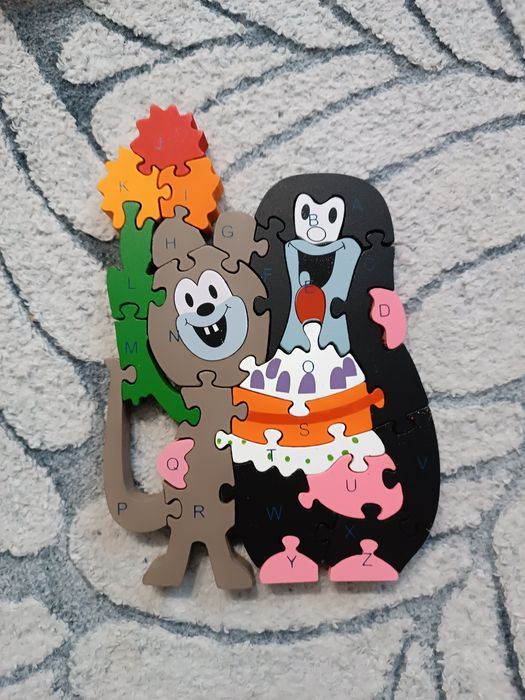 3 Układanki puzzle drewniane montessori z drewna zestaw