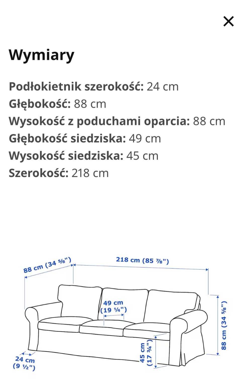 IKEA sofa Ektorp 3 osobowa używana