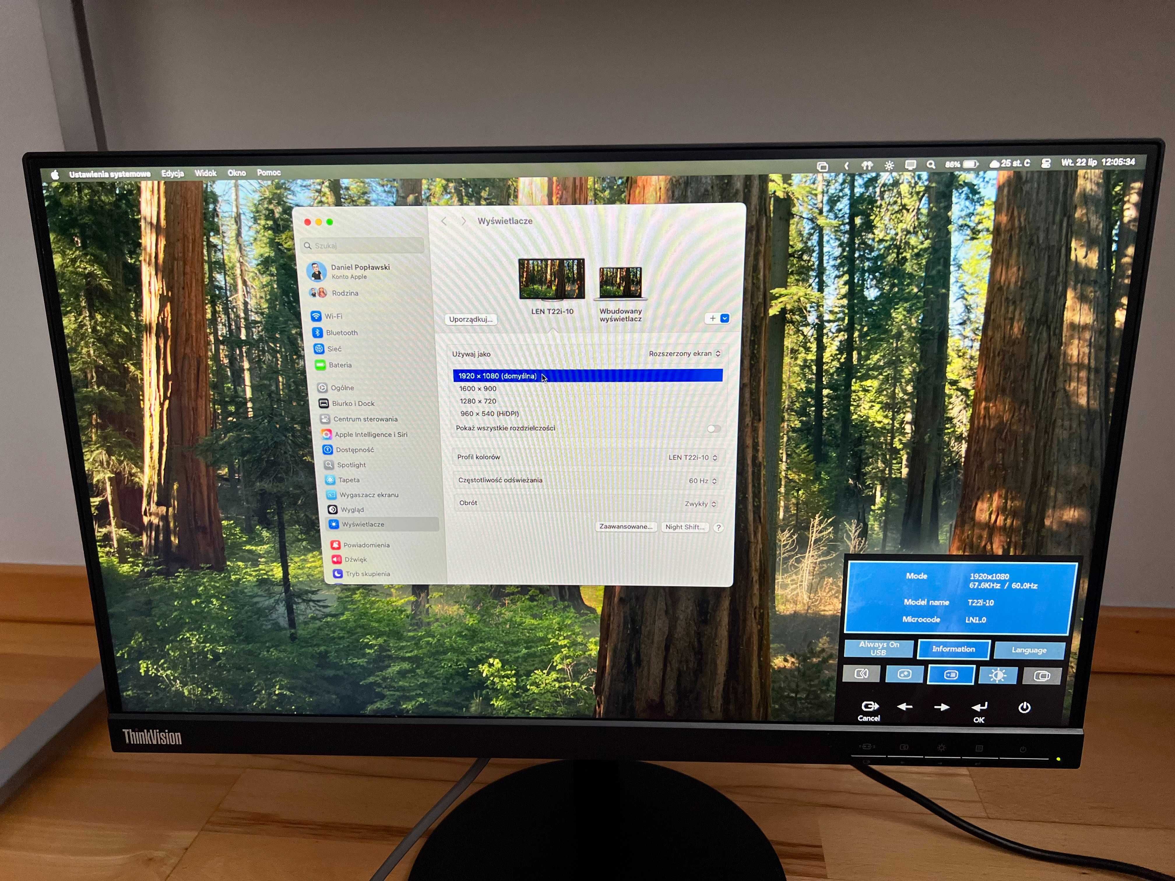 Lenovo ThinkVision T22i-10 / 1920 x 1080 / 21,5" / LED /Low Blue Light