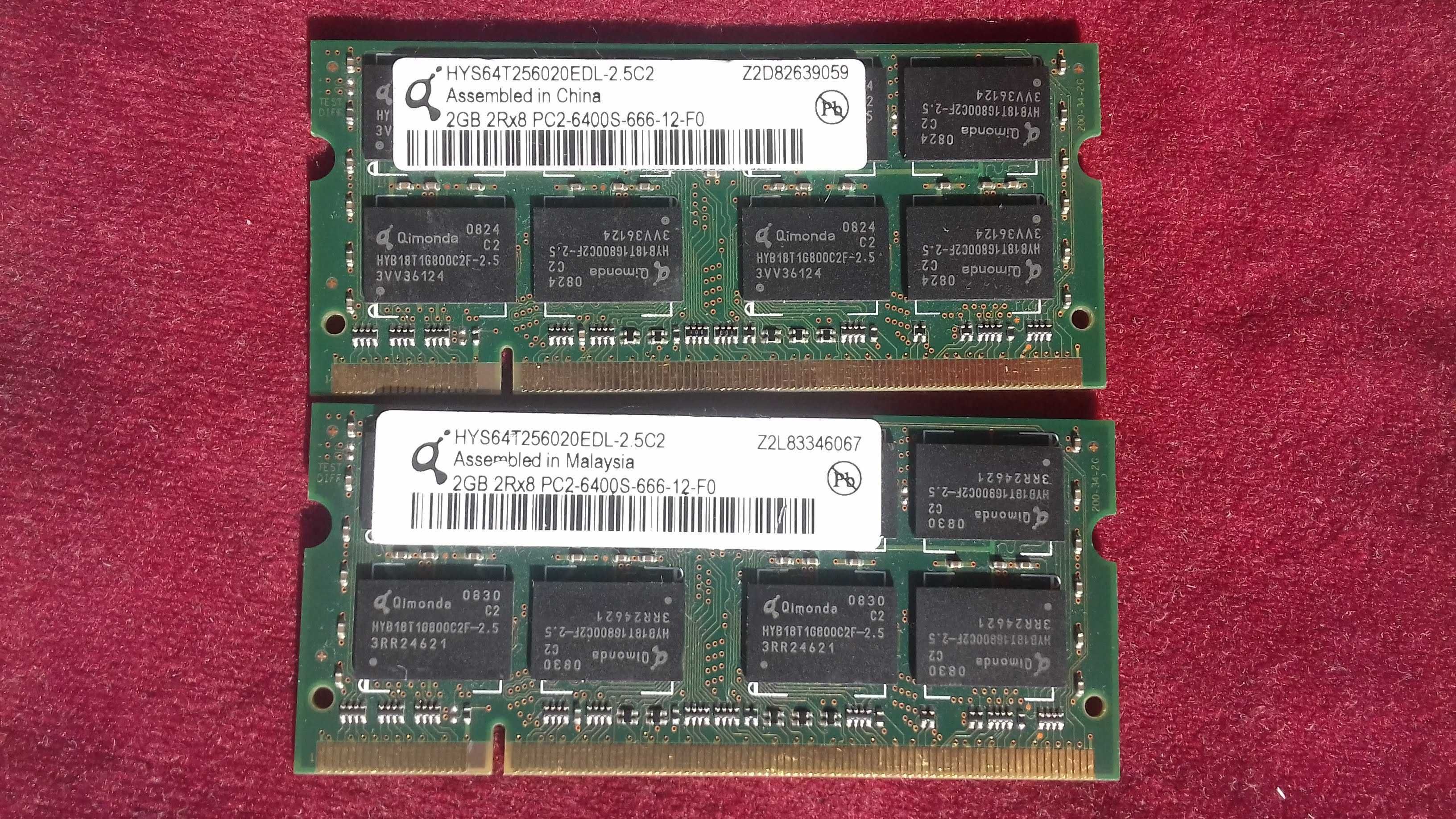 Память для нотбука So-dimm So-DDR2 Qimonda 4Гб (2Gbx2шт) 800MHz