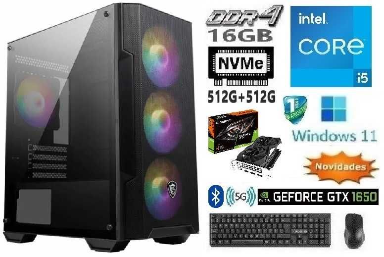 Pç Gamer 13ªG|i5-13400|4.4G|16G|NVMe512G+SSD512G|GTX1650-4G|5G+BT|W11