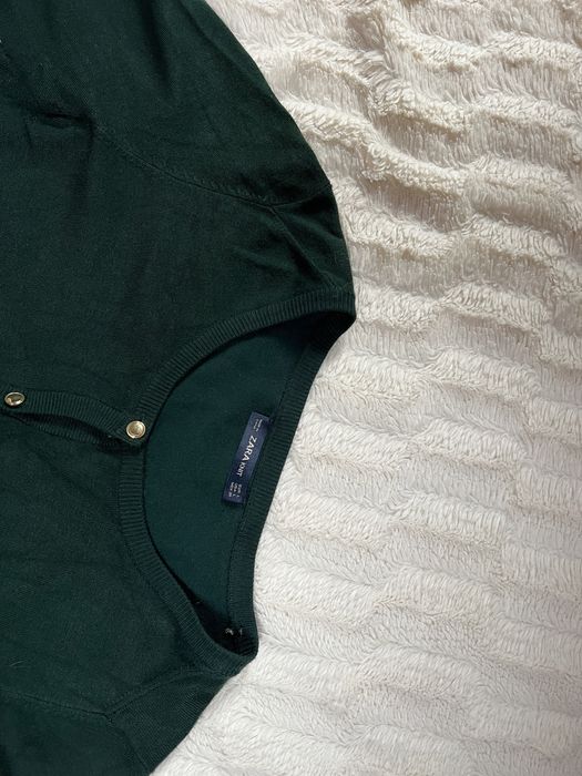 Sweter butelkowa zieleń rozpinany Zara rozmM