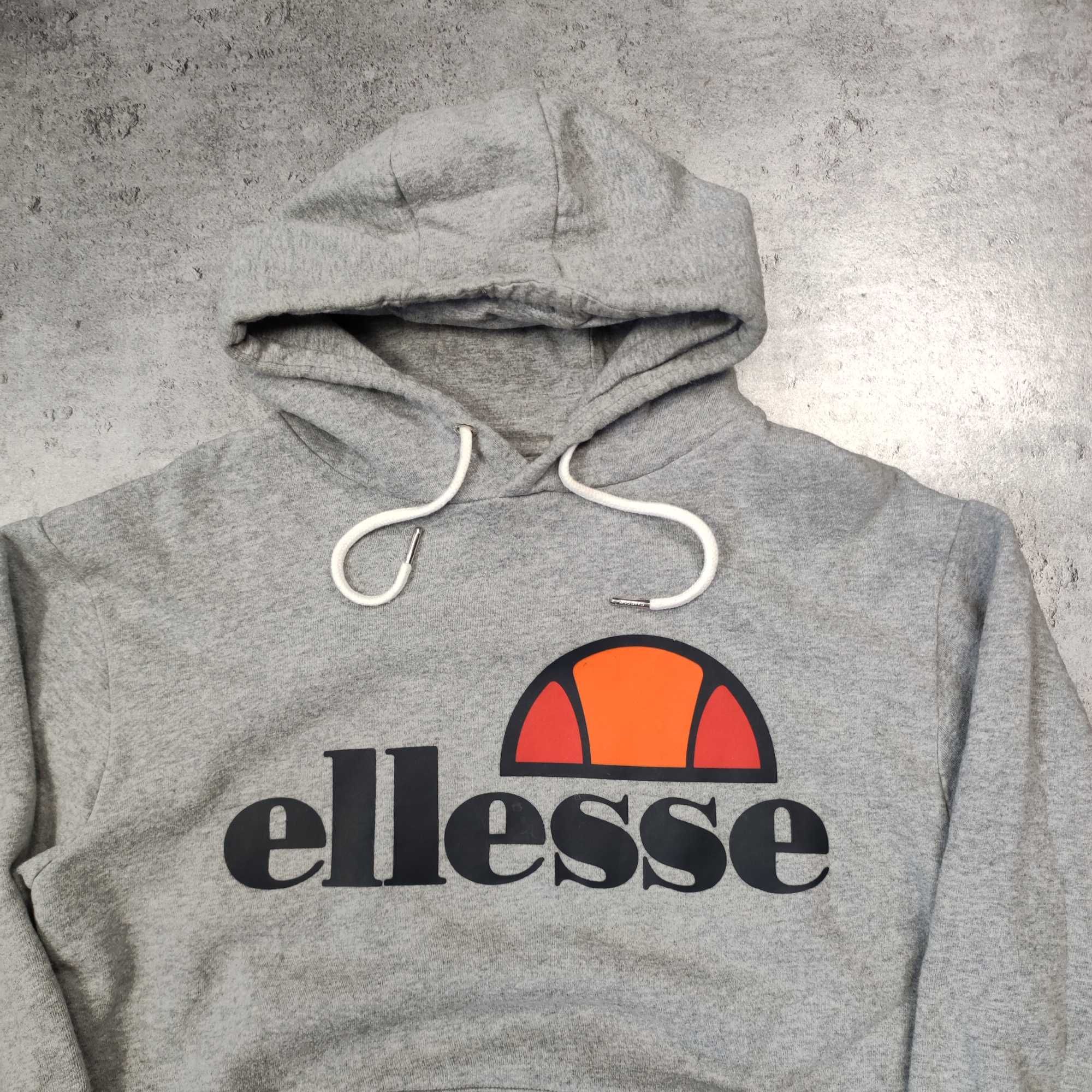 MĘSKA Bluza z Kapturem Hoodie Szara Bawełna Ellesse Klasyczna Logo